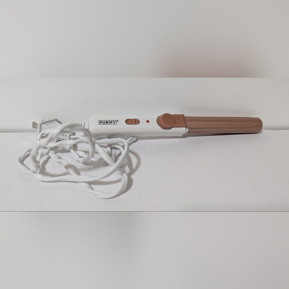 Purify Mini Travel Ceramic Tourmaline 3/4 Inch Curling Iron - White/Rose Gold
